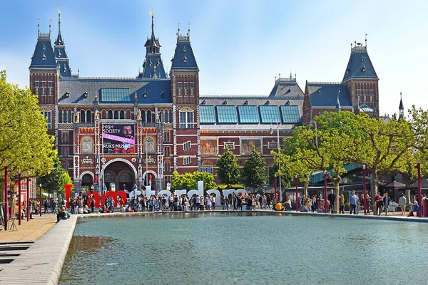 Amsterdam Hollanda Mayıs 2018 Rijksmuseum Devlet Müzesi Ana Cephe Mektupları — Stok fotoğraf