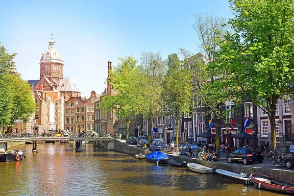 Amsterdam North Holland Netherlands May 2018 Picturesque Cityscapes Red Light — Stock Photo, Image