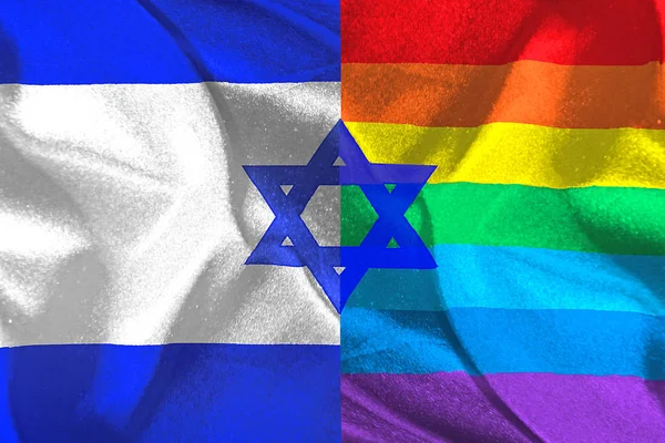 Stella David Una Bandiera Israeliana Blu Bianca Una Bandiera Lgbt — Foto Stock