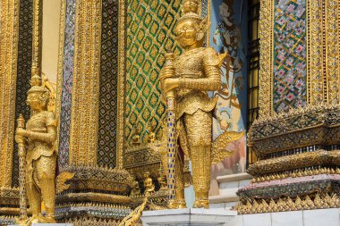 Grand Palace - Wat Phra Kaew, Tapınağı Emerald Buda, Bangkok, Tayland, Thailand, içinde altın heykeller