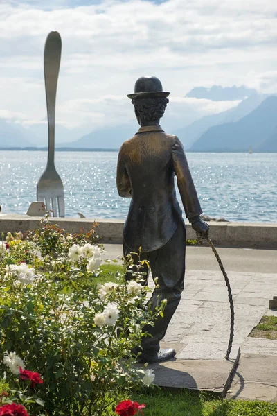 Vevey Schweiz September Denkmal Für Charlie Chaplin Der Promenade Vevey — Stockfoto