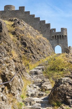 Kale Tourbillon Sion, Canton Valais, İsviçre taş duvarlar görünümünü