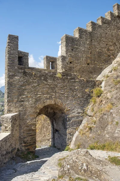Άποψη Του Πέτρινους Τοίχους Του Κάστρο Tourbillon Sion Βαλέ Ελβετία — Φωτογραφία Αρχείου