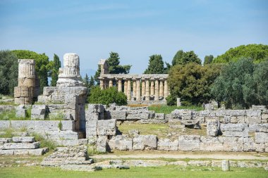 Antik Yunan arkeolojik Poseidonia (Paestum), Campania, Güney İtalya