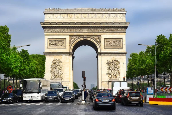 Paris Francja Maja 2018 Arc Triomphe Łuk Triumfalny Centrum Place — Zdjęcie stockowe