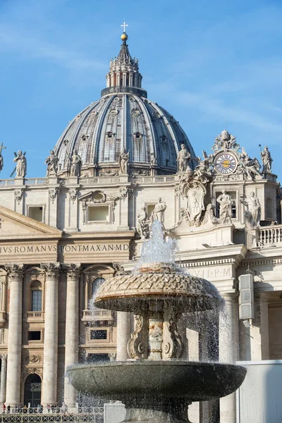Fuente Frente Fachada Principal Basílica San Pedro Ciudad Del Vaticano — Foto de Stock
