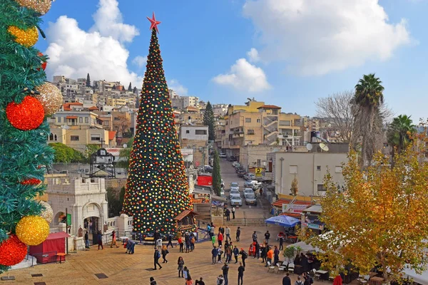 Nazareth Israel 2018 Weihnachten Der Nähe Der Griechisch Orthodoxen Kirche — Stockfoto