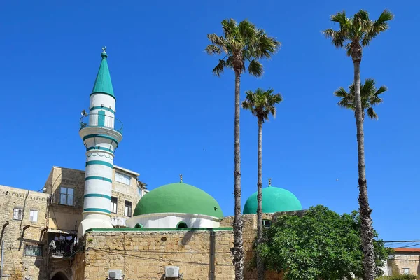 Μιναρά Του Ζέσιαν Τζαμί Στην Παλιά Πόλη Του Άκκο Ισραήλ — Φωτογραφία Αρχείου