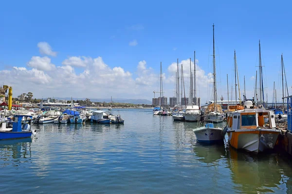 Acre Israel Abril 2019 Vista Sobre Marina Com Iates Porto — Fotografia de Stock