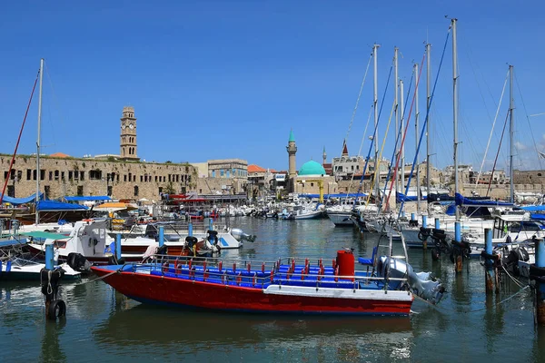エーカー イスラエル 2019年4月11日 旧市街エーカー イスラエルのヨットと漁港とマリーナの景色 — ストック写真