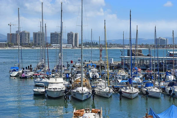 Acre Israel Abril 2019 Vista Sobre Marina Com Iates Porto — Fotografia de Stock