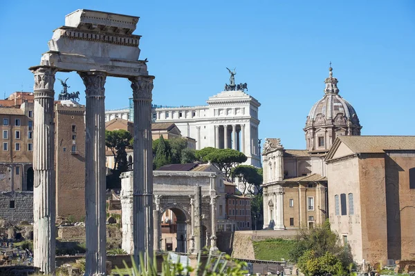 Historisch Openluchtmuseum Romanum Forum Rome Italië Een Van Belangrijkste Reisbestemmingen — Stockfoto