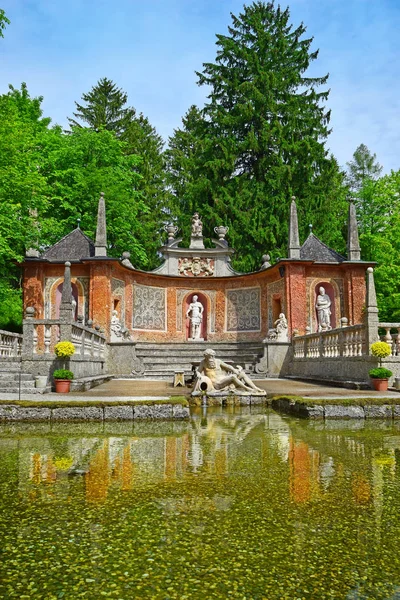 Salzburg Ausztria Május 2019 Trükk Szökőkutak Szobrok Public Gardens Hellbrunn — Stock Fotó