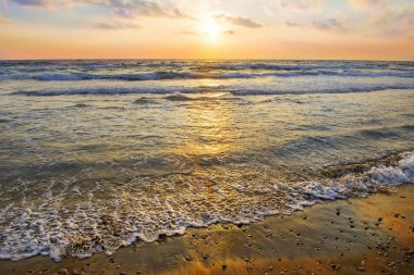 muhteşem deniz manzarası, Akdeniz 'de günbatımı, Israil
