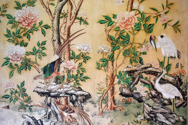 Salzburg Austria May 2019 Fragment Chinese Room Painted Chinese Wallpaper — Stock Photo, Image