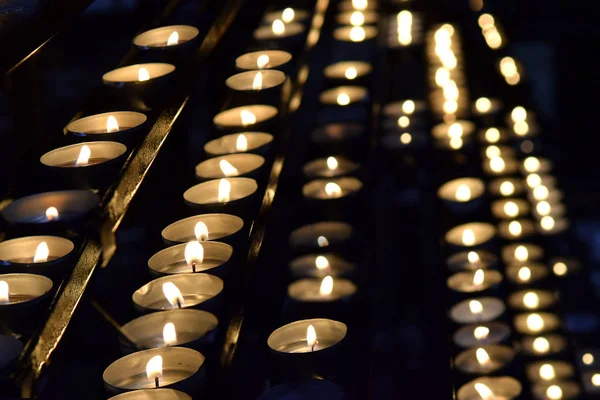 Burning Memorial Candles Dark Background — Stock Photo, Image