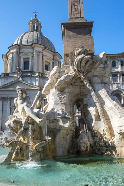 Fragmento Fuente Los Cuatro Ríos Plaza Navona Roma Italia — Foto de Stock