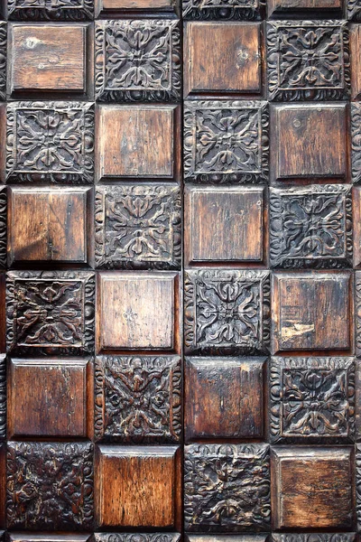 Velmi Starý Dřevěný Vyřezávaný Panel Vzorem Ruční Prací — Stock fotografie