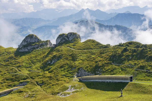 Linda Paisagem Verão Nos Alpes Suíços Cantão Valais Suíça — Fotografia de Stock