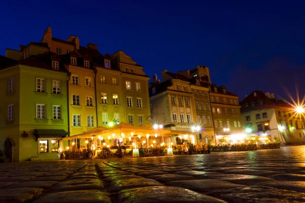 Warsaw, the old city, night photo — Stock Photo, Image