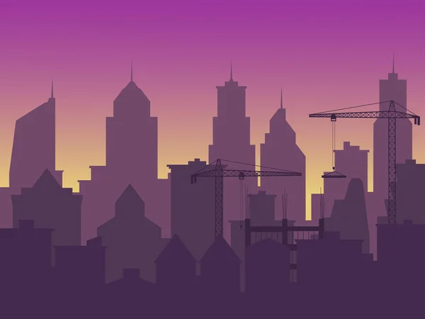 Construção de um novo arranha-céu, aumento da cidade, urbanização . — Vetor de Stock