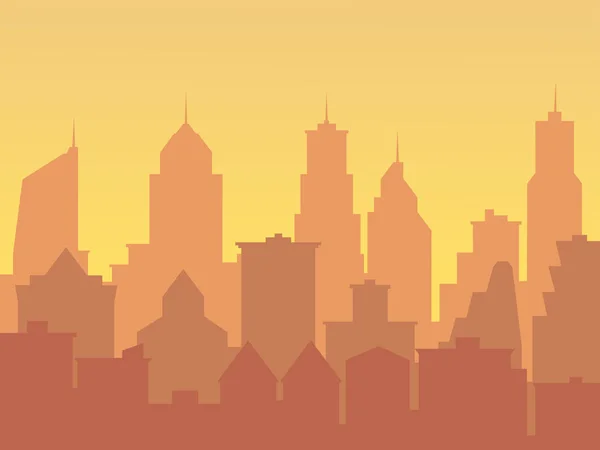 Stads achtergrond met gebouwen silhouetten, grote metropool — Stockvector