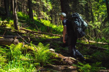 Bir adam dağlara çıkıyor.