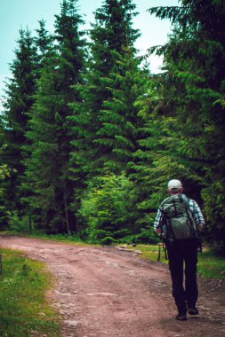 Bir adam dağlara çıkıyor.