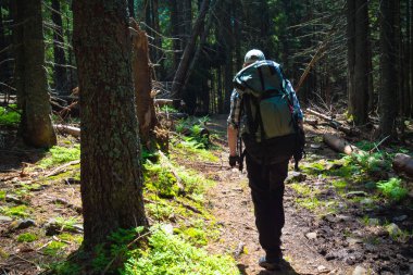 Bir adam dağlara çıkıyor.