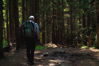 Bir adam dağlara çıkıyor.