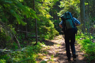 Bir adam dağlara çıkıyor.