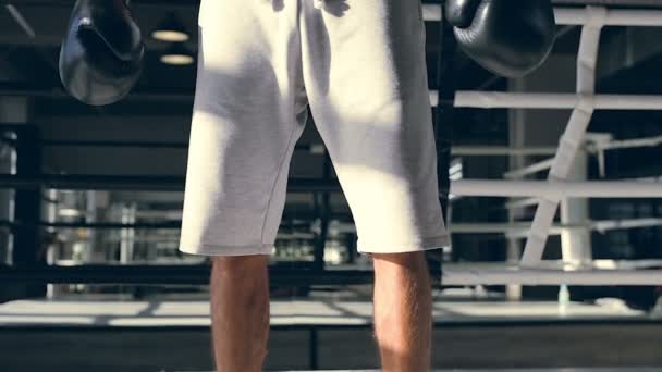 Boxer Musculaire Stationnant Sur Anneau Sans Mouvement — Video