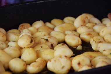 bir piknik taş bir tencerede pişmiş patates köfte