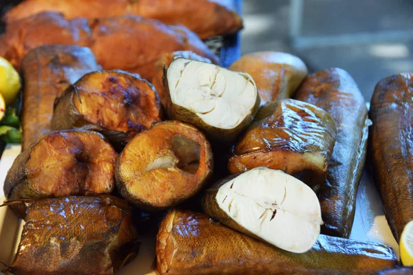 Trozos Humo Pescado Ahumado — Foto de Stock