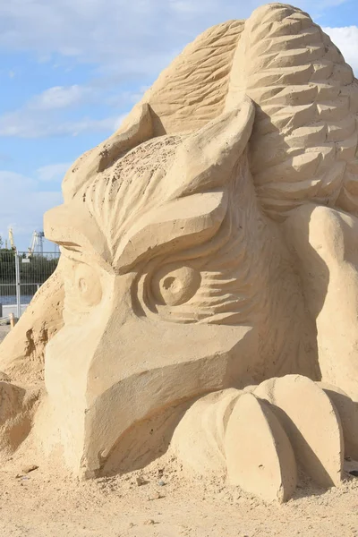 Zand Sculptuur Met Hand Gemaakt — Stockfoto