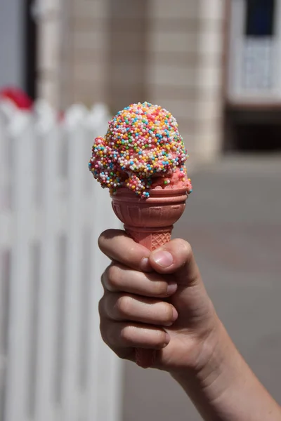 Crème Glacée Saveur Chocolat Crème Aux Boules Colorées — Photo