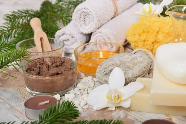 Pimpsten Pimpsten Naturlig Tvål Choklad Ansiktsmask Jul Hemmagjord Spa Kroppsoljor — Stockfoto