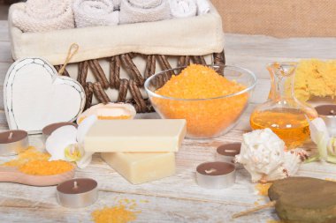 ev spa, mumlar, pomza, doğal sabun, kuru toz yapmak için bir