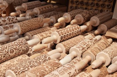 Oyma p makarna hamuru veya kurabiye haddeleme için ahşap milleri