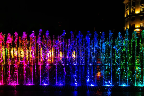 Bright Colorful Fountain Night Street — Stock Photo, Image