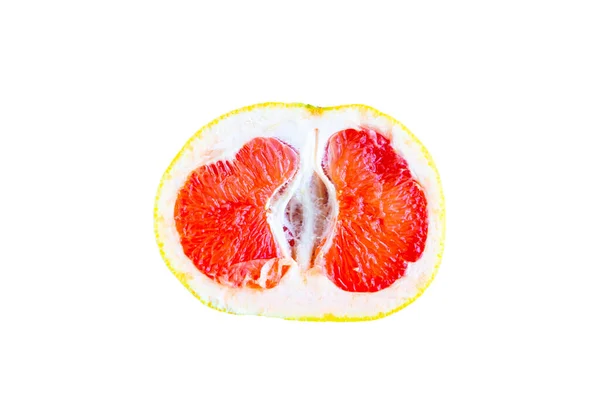 Gesneden Verse Grapefruit Geïsoleerd Wit — Stockfoto