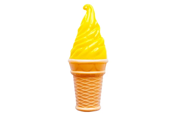 Toy Yellow Ice Cream Isolated White Closeup — Stock Photo, Image