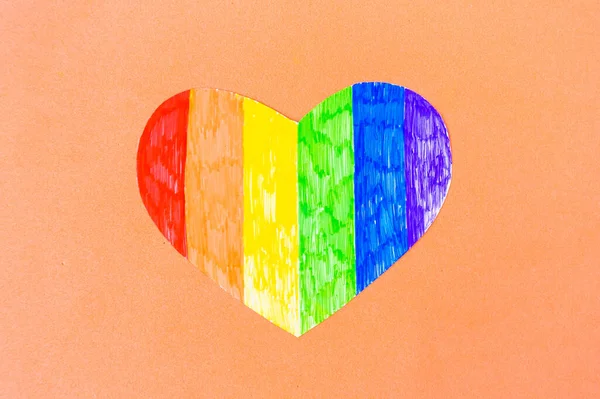 Καρδιά Χρώματα Lgbtq Παστέλ Ροζ Φόντο Top View — Φωτογραφία Αρχείου
