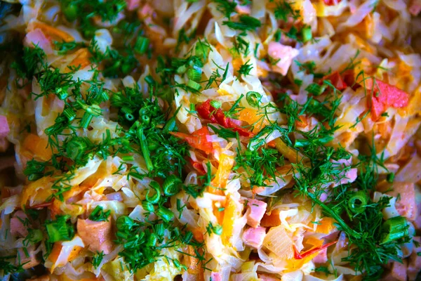 National Polish Dish Bigos Pan Top View — Stock Photo, Image