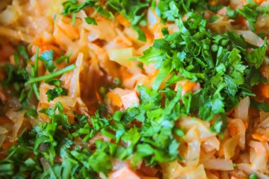 Ulusal Polonya bigoları tavada, üst manzara