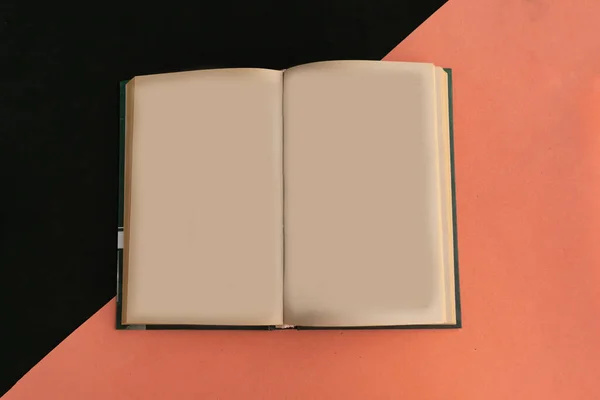 Open Mockup Book Sfondo Geometrico Rosa Nero Concept Minimale — Foto Stock