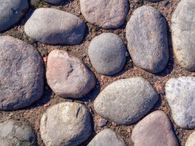 Tarihi parke taşı kaldırım, üst görünüm, taş yol dokusu