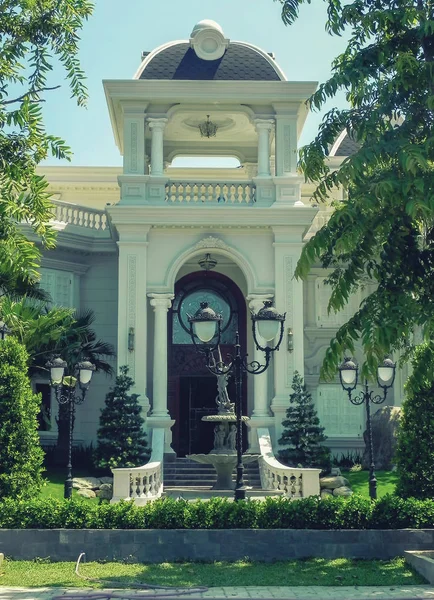 夏にはヤシの木 景観デザインの美しい2階建ての家 ヴィアンニャチャン ビエトナ — ストック写真