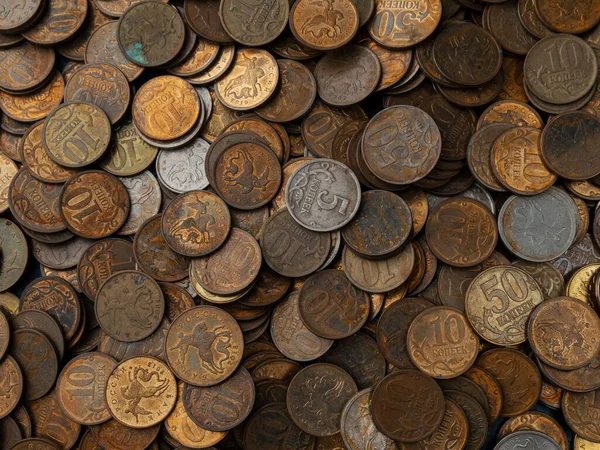Fondo Monedas Antiguas Clave Baja Antiguas Monedas Rublos Monedas Rusas —  Fotos de Stock