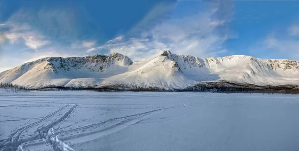 Mountain Valley Winter Snow Hibiny Russia — Stock Photo, Image